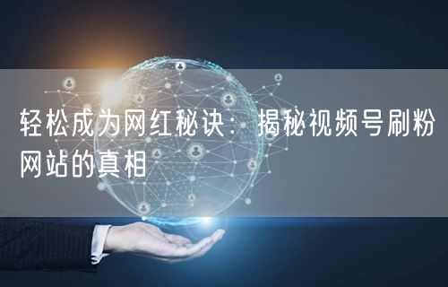 轻松成为网红秘诀:揭秘视频号刷粉网站的真相
