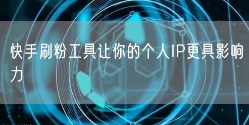 快手刷粉工具让你的个人IP更具影响力