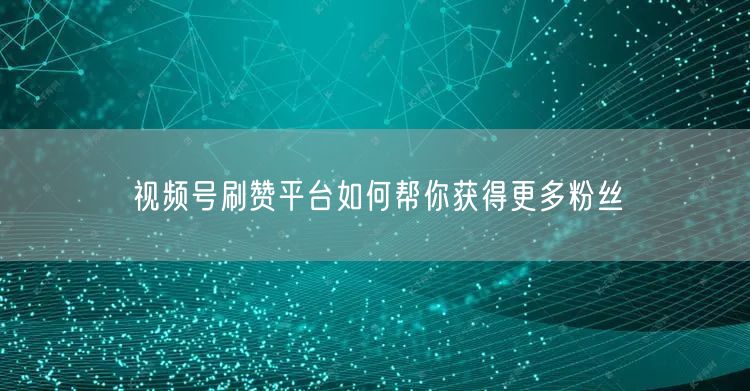 视频号刷赞平台如何帮你获得更多粉丝
